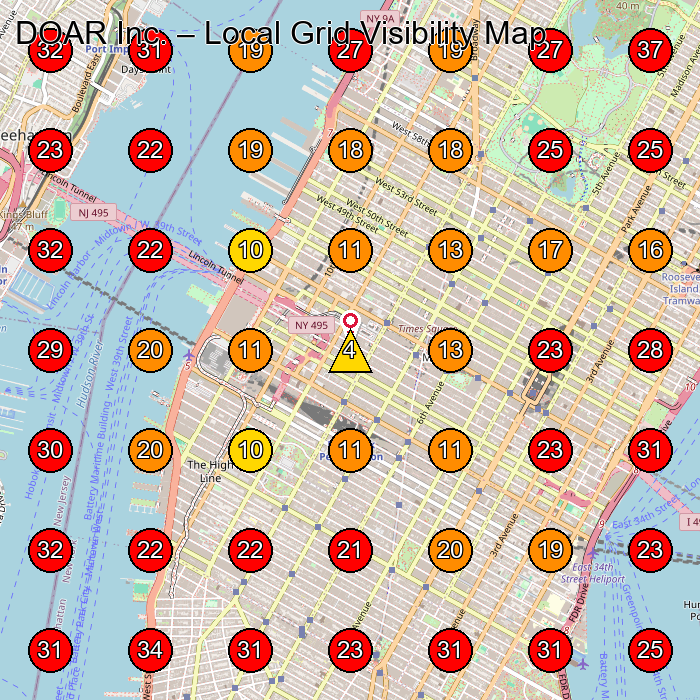 DOAR Inc. GeoGrid visibility map for Legal Services in New York